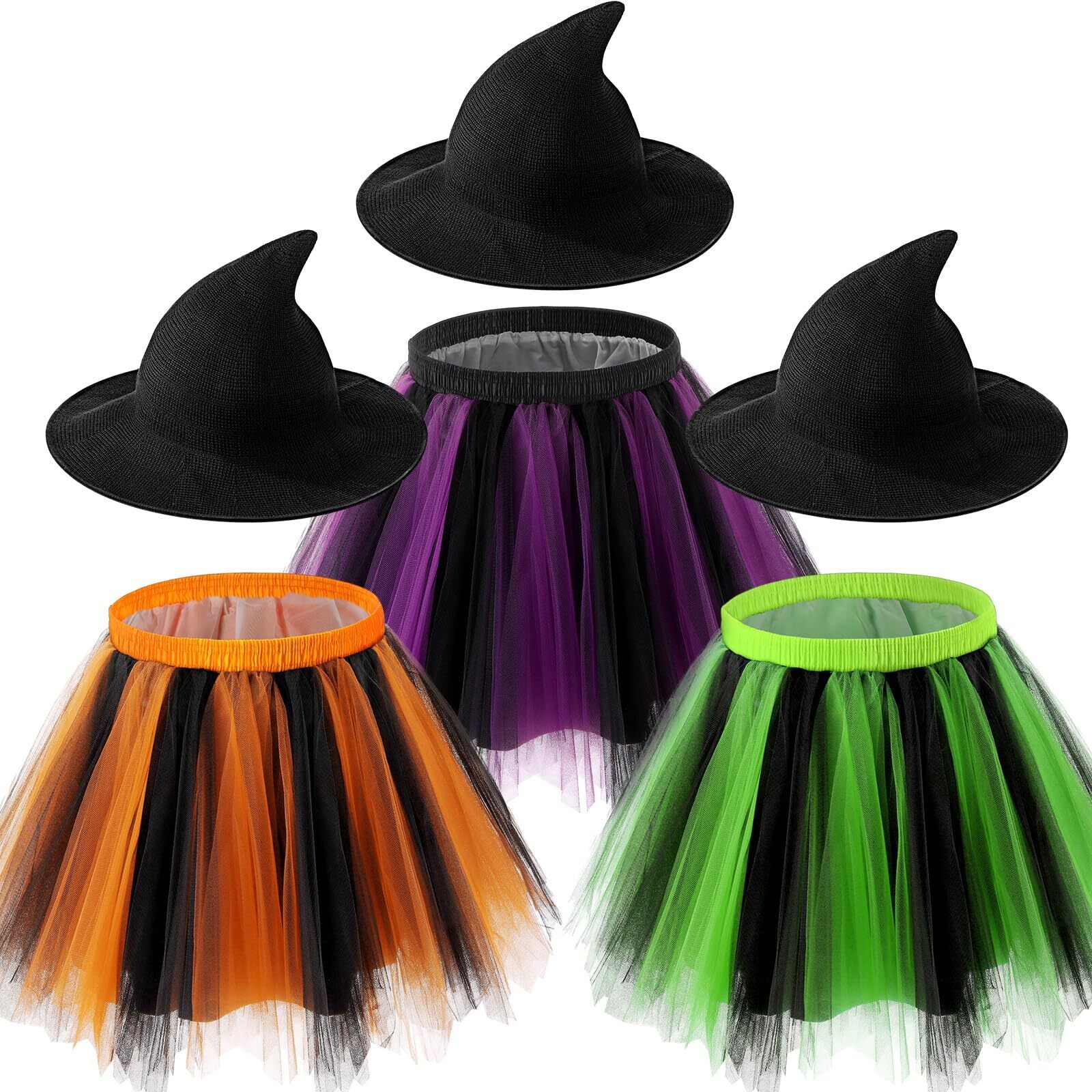1527 3 Sets Halloween Witch Costumes For Witch Hat Tutu Outfit